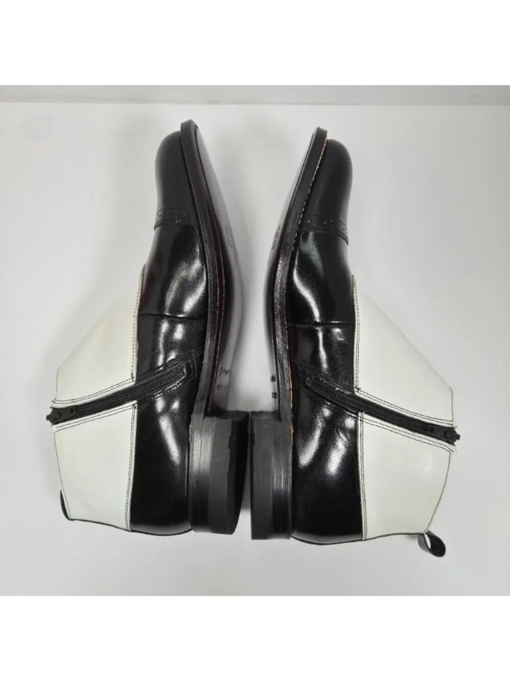 Stacy Adams Madison Men's White Black Leather Ankle Boots US Size 7.5D